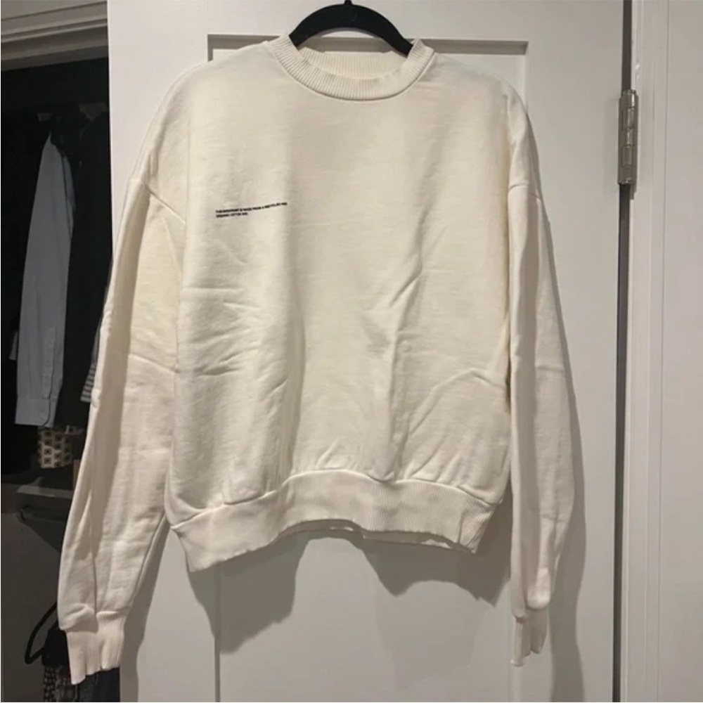 Pangaia White Crewneck Cotton Sweatshirt [Extra Small / XS]